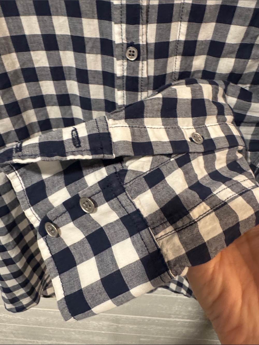 J. Crew Navy and White Gingham Button-Down Shirt-xs - Picture 4 of 4